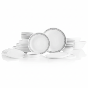 AF635201_097b3b0f-4ad8-4446-bf3f-ba4b05c3e34a 78‑Piece Dinnerware Set, Service for 12, Grey Dotted Band White Glass Tableware Set