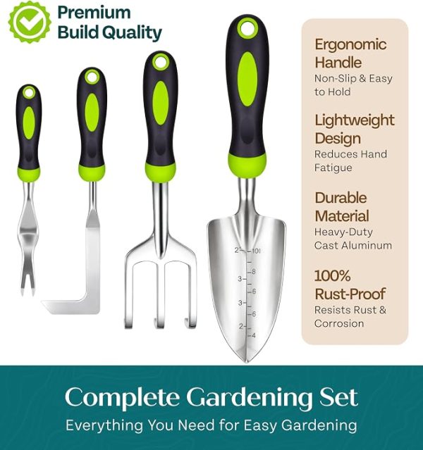 718YMubndXL._AC_SX679_ Heavy Duty Gardening Tools - Gardening Gifts for Women, Men, Mom, Dad - Durable, Ergonomic Garden Tools Set (Green with Potting Mat)