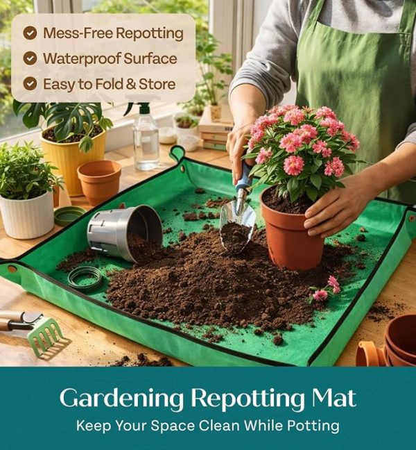 815uUb6CkAL._AC_SX679_ Heavy Duty Gardening Tools - Gardening Gifts for Women, Men, Mom, Dad - Durable, Ergonomic Garden Tools Set (Green with Potting Mat)